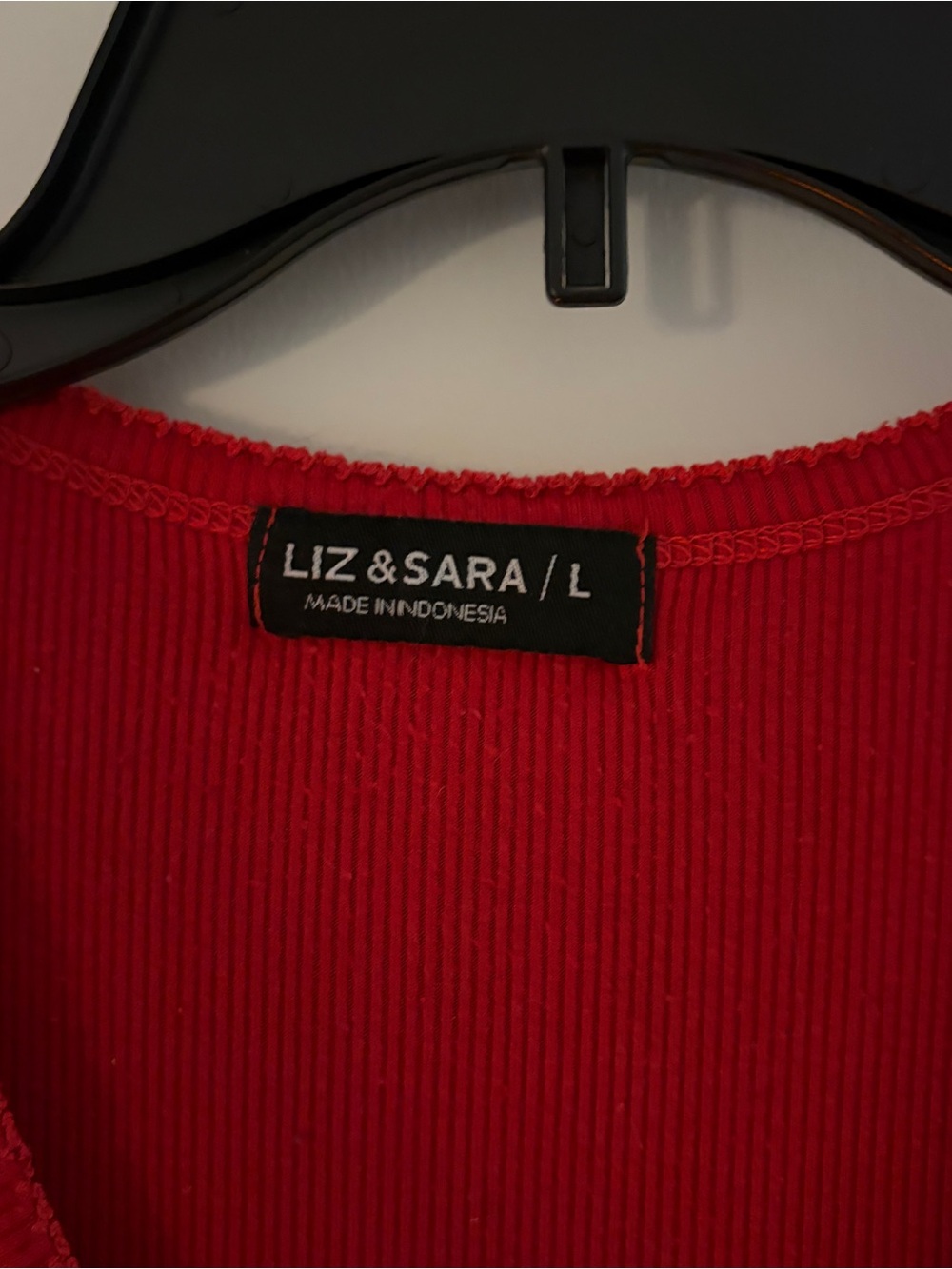 Red Ribbed Henley Tank Top - Picture 2 of 3